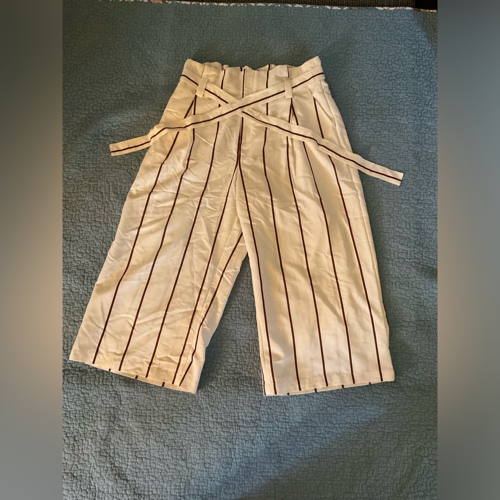 Relax fit capri, professional casual, stripped pants, sailor pants